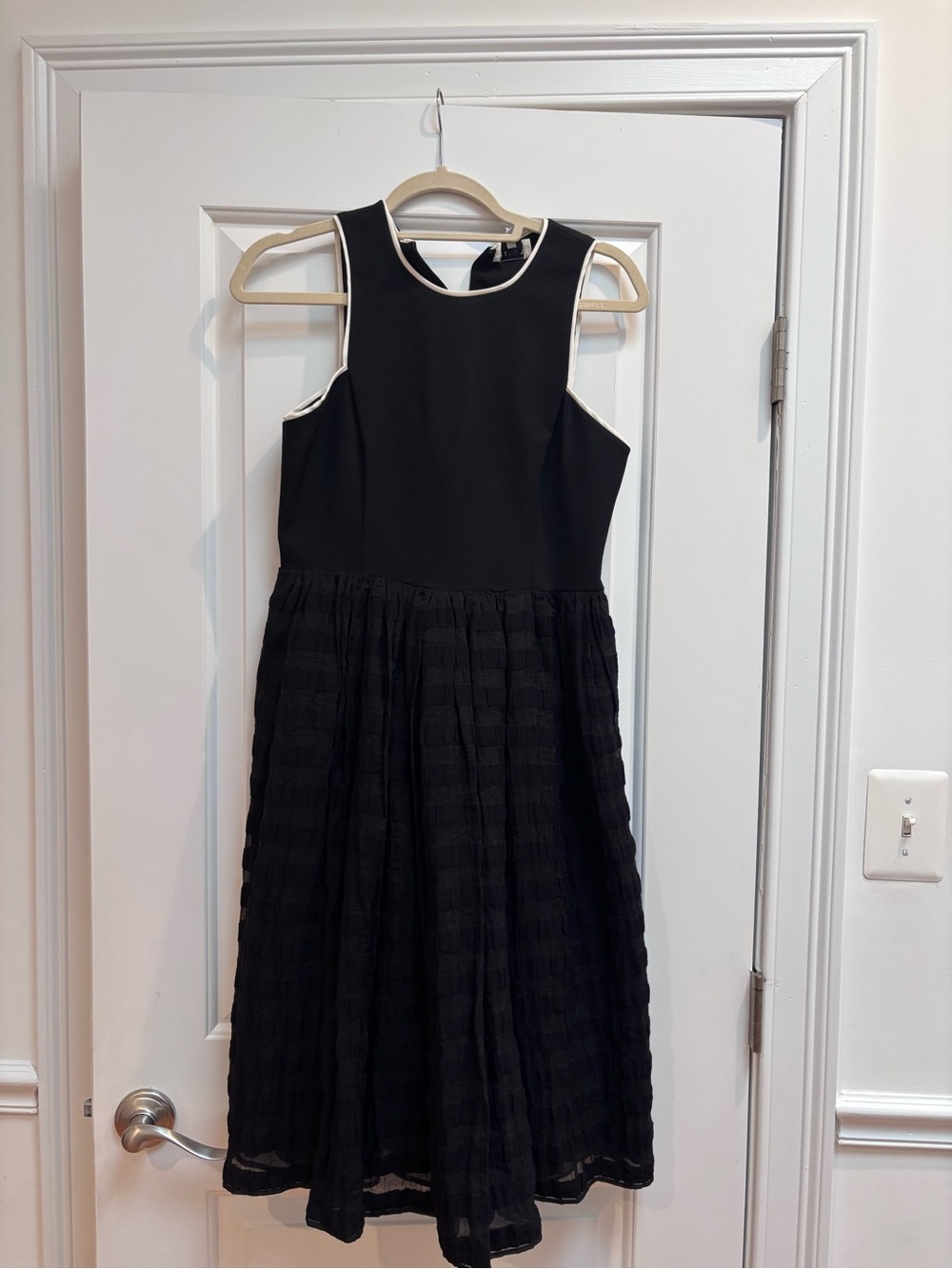 Anthropologie Harlan Classic Black Sleeveless Midi Dress w/Contrast Piping Small